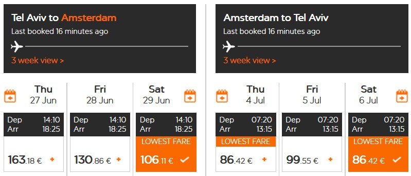 טיסה זולה לאמסטרדם